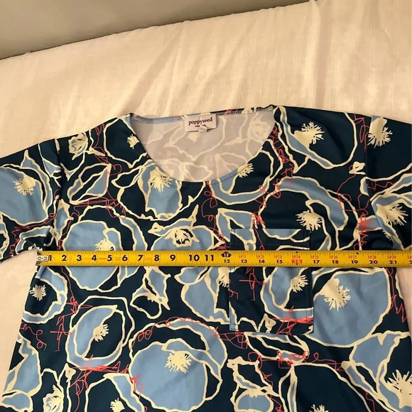 Poppyseed Floral Top TShirt Short Sleeve Small - Picture 3 of 4